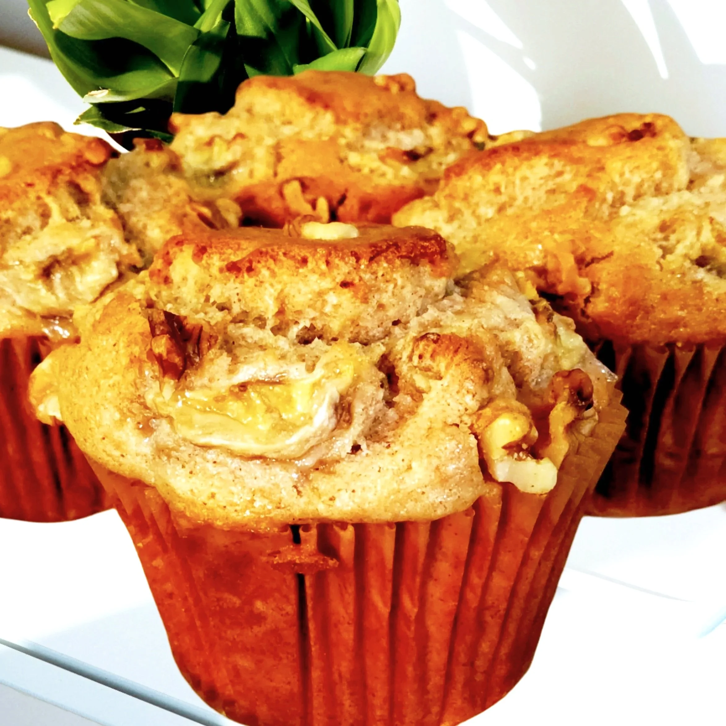 Plant-based banana nut muffins