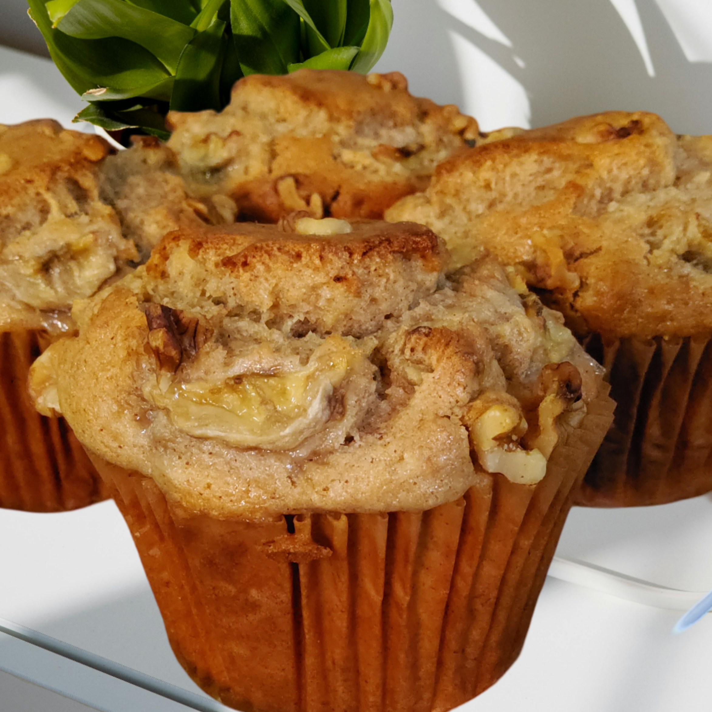 Plant-based banana nut muffins
