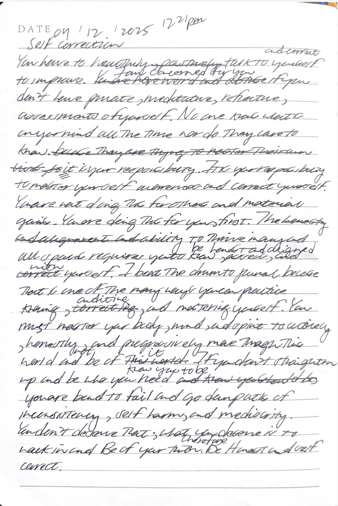 Entry #69: Self Correction - 04/12/2025