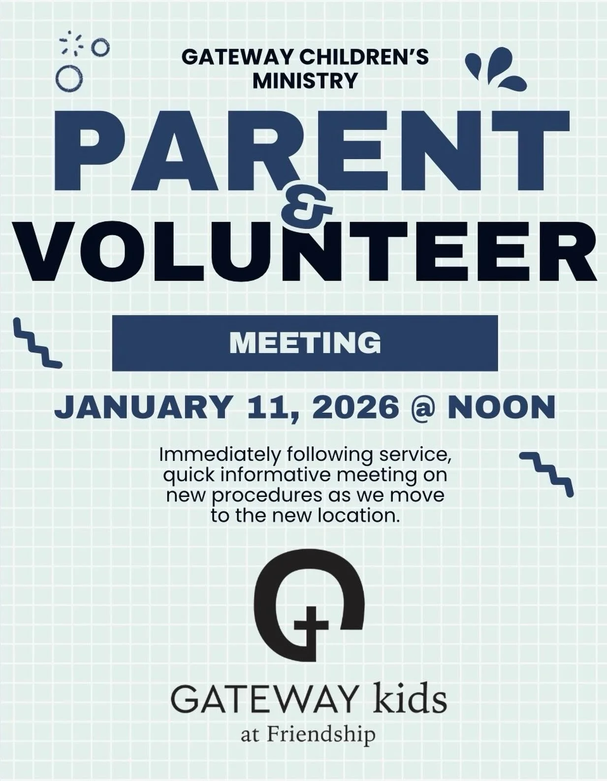 Join us this Sunday for a Gateway kids parent meeting! We can&rsquo;t wait to talk about all the exciting new changes happening in our kids ministry!!