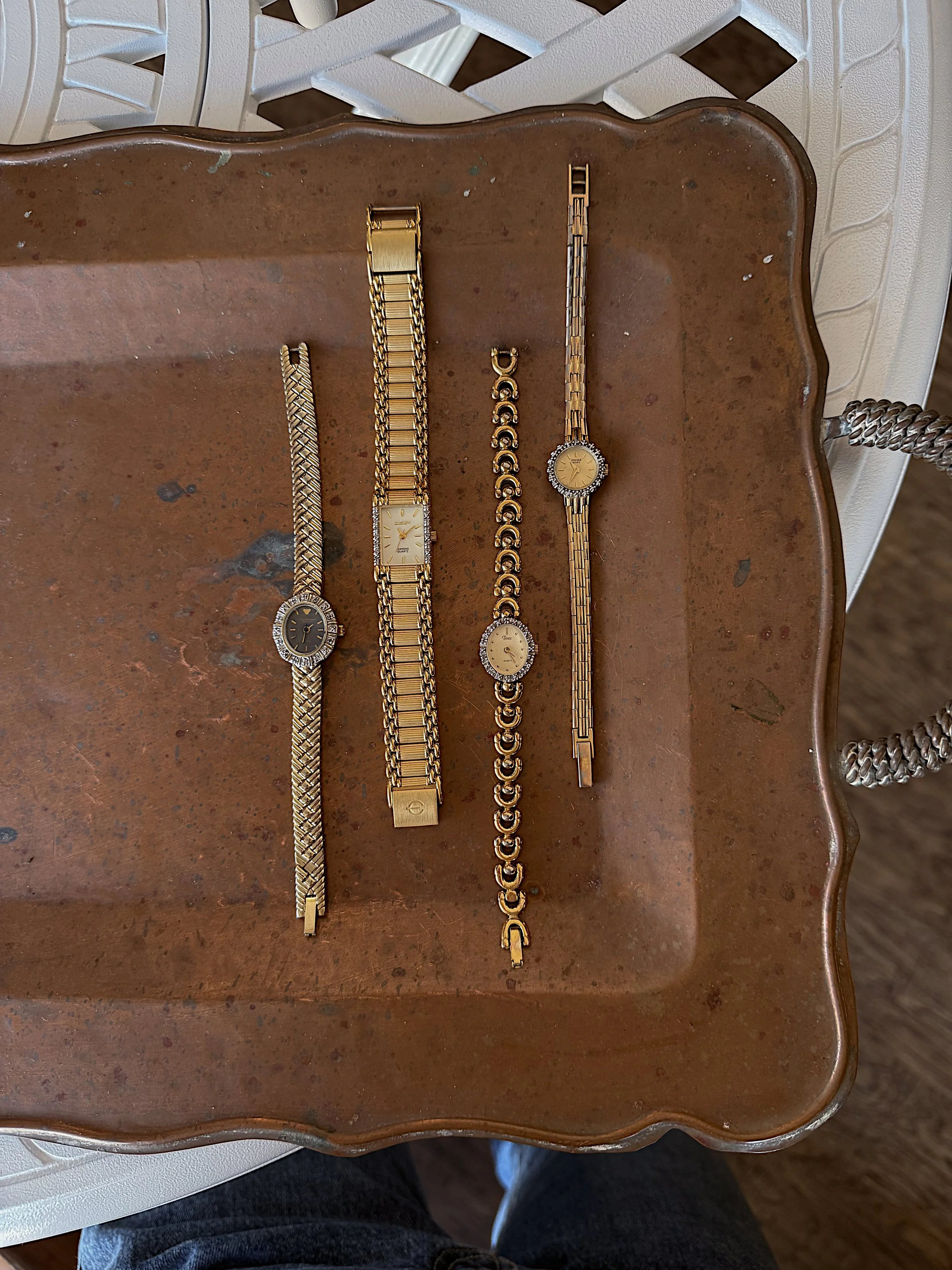 Vintage Pulsar Watch with Champagne Dial and Rhinestone Halo Bezel