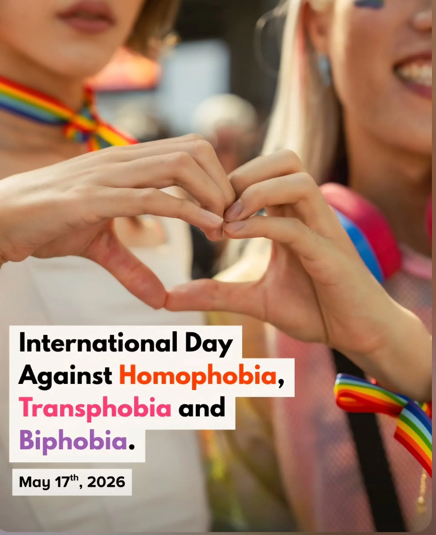 Today is the International Day Against Homophobia, Transphobia, and Biphobia (IDAHOBIT)

Take a moment today to reflect, to honour, and to reaffirm a commitment, to equity, to dignity, and to the continued fight against discrimination in all its form