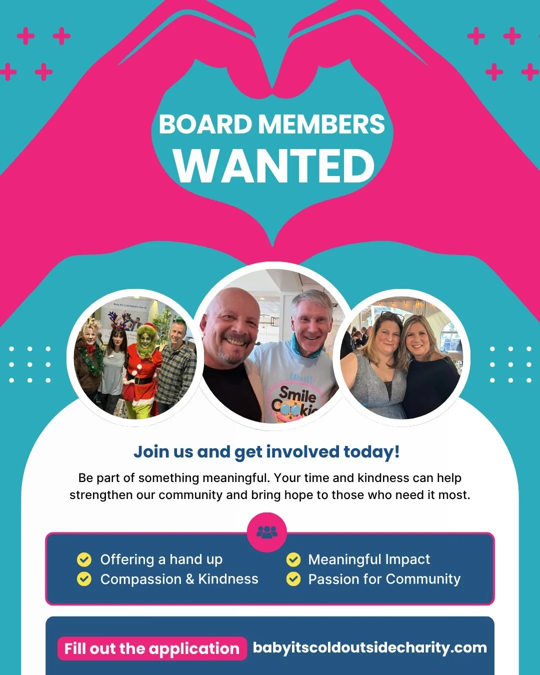 Are you looking for a fun and impactful way to give back to your community??? 
We are seeking NEW BOARD MEMBERS to help us strengthen our mission and shape the future of our organization!

Apply now: https://forms.gle/oYXDpTcA5ZFcW89v5

#babyitscoldo