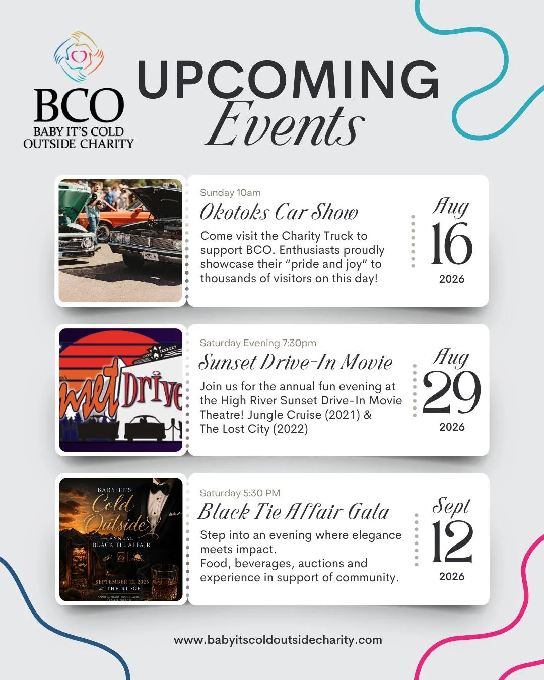 We have lots of cool events coming up in support of BCO! 

Mark these on your calendar, grab your tickets, and come share love for your neighbours!

Follow along our events on our website.

Bring your friends!

#goodneighbours #createimpact #babyitsc