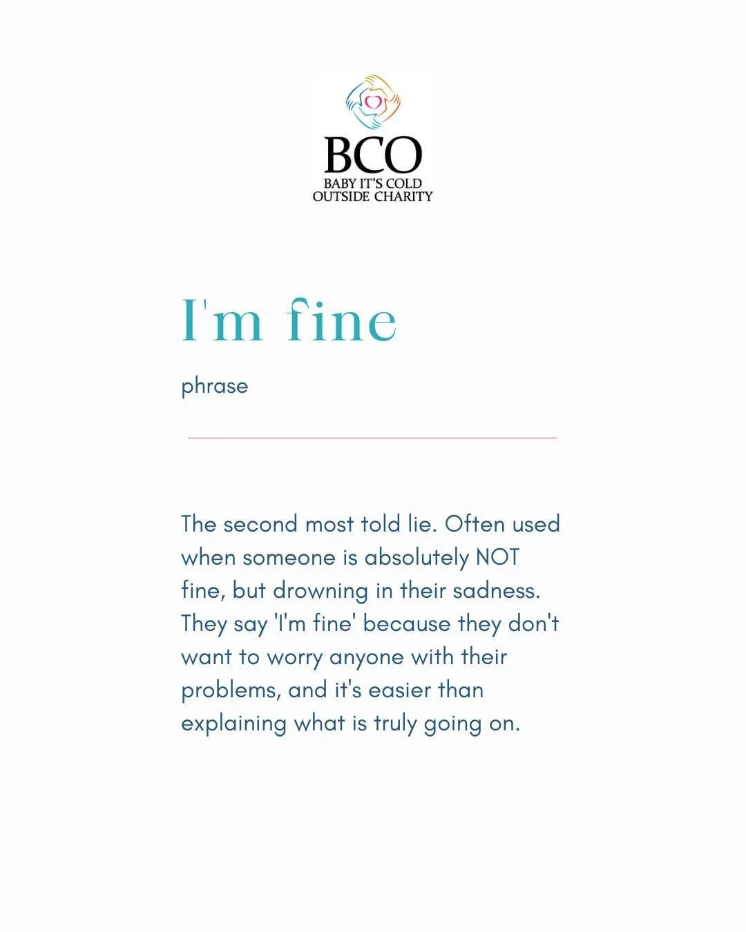 Are you using this F*word?

Has someone used it with you lately?

Dig a little deeper.

#mentalhealth #babyitscoldoutsidecharity #suicideawarenessmonth