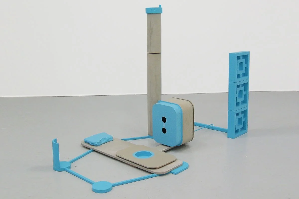 Blue and Concrete / 2013 / Concrete, Wood, Oil Paint / 72 x 32 x 36 inches