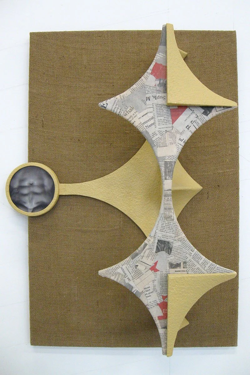 Outside Inside / 2013 / Wood, Plaster, Newspaper, Oil Paint, Burlap / 32 x 21 x 9 inches