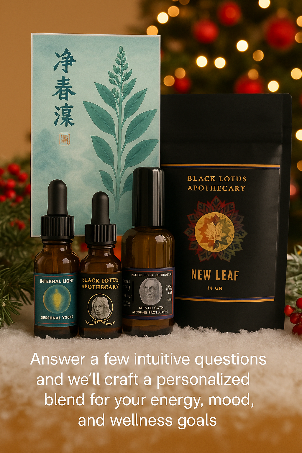 Custom herbal remedy bottle with personalized label — Signature Herbal Remedy by Black Lotus Apothecary.”