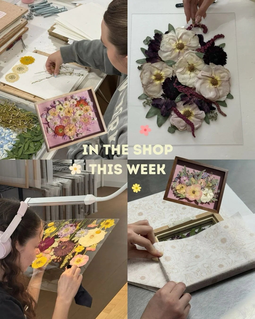 Swipe to see what&rsquo;s been happening in the shop😍

Not pictured is our favorite part of the process: when you unbox your frame! Tag us in your posts &amp; stories so we can share that moment with you💖

&bull;
&bull;
&bull;

#bouquetpreservation