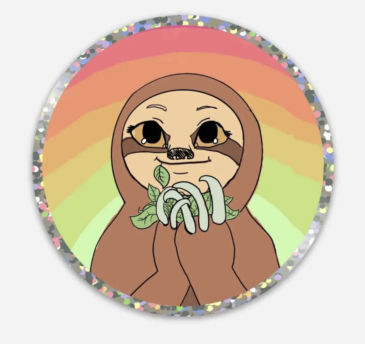 Rainbow Sloth Holo 3x3 Sticker