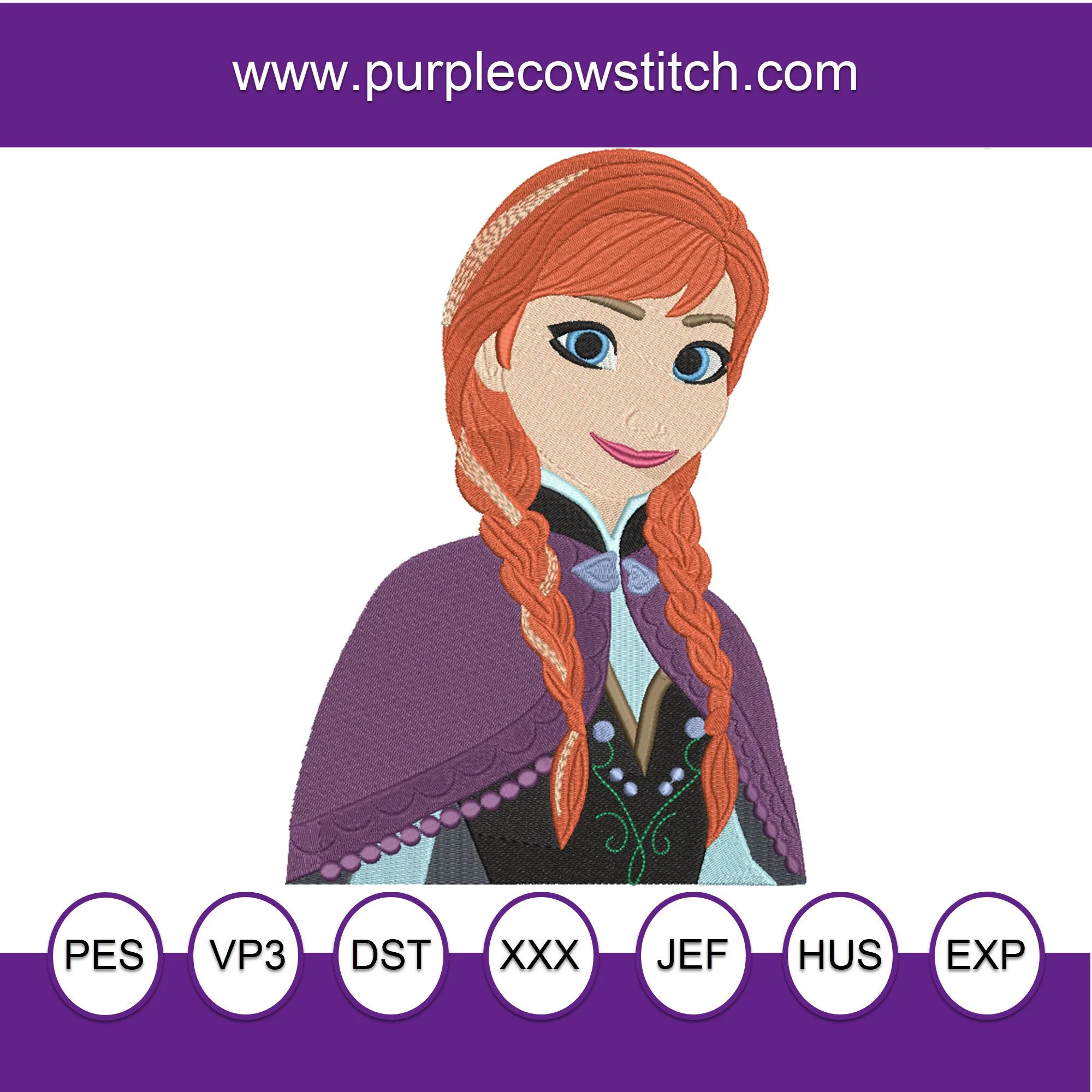 Princess Anna Embroidery. Machine Embroidery Design. Frozen.
