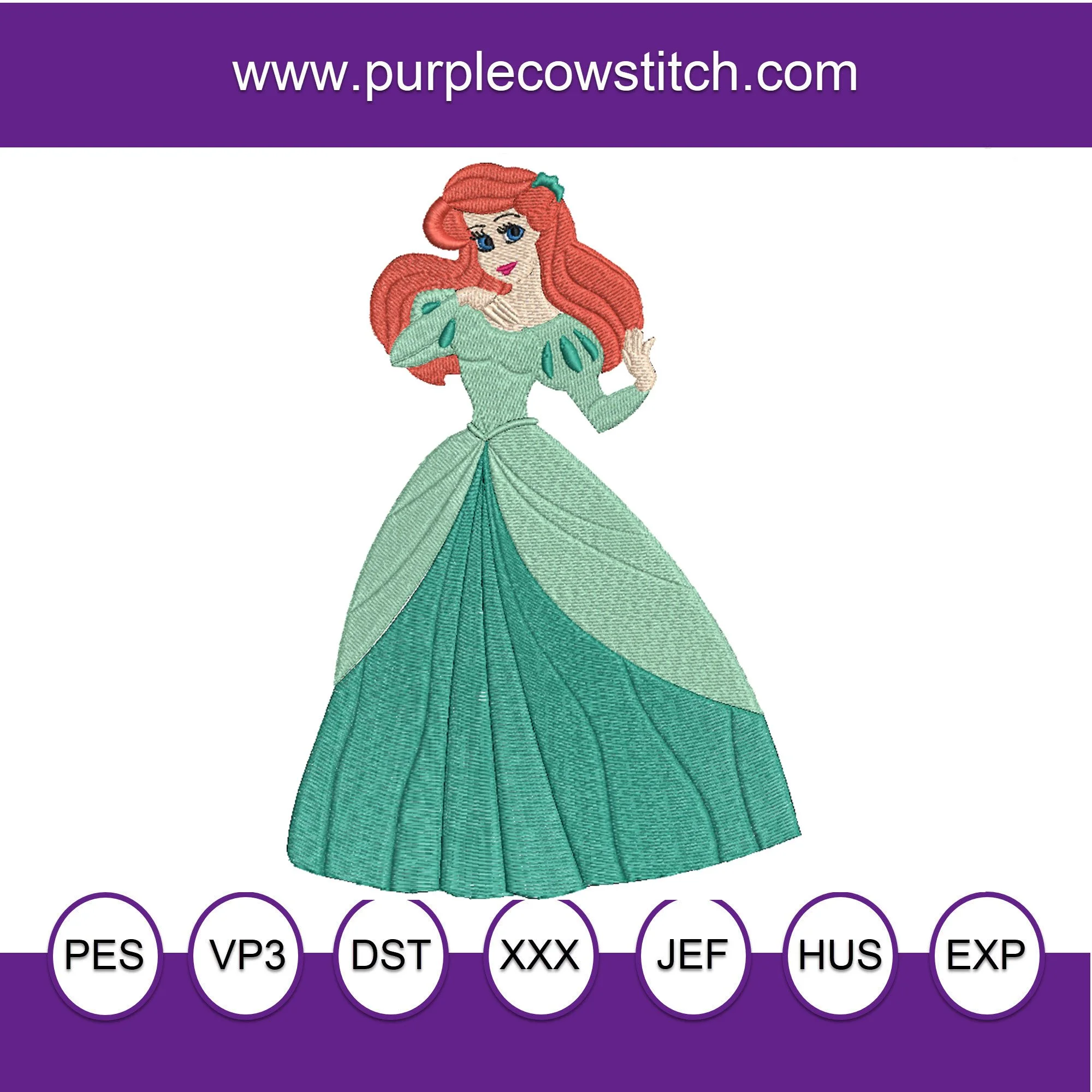 The Little Mermaid Ariel Autograph Machine Embroidery.