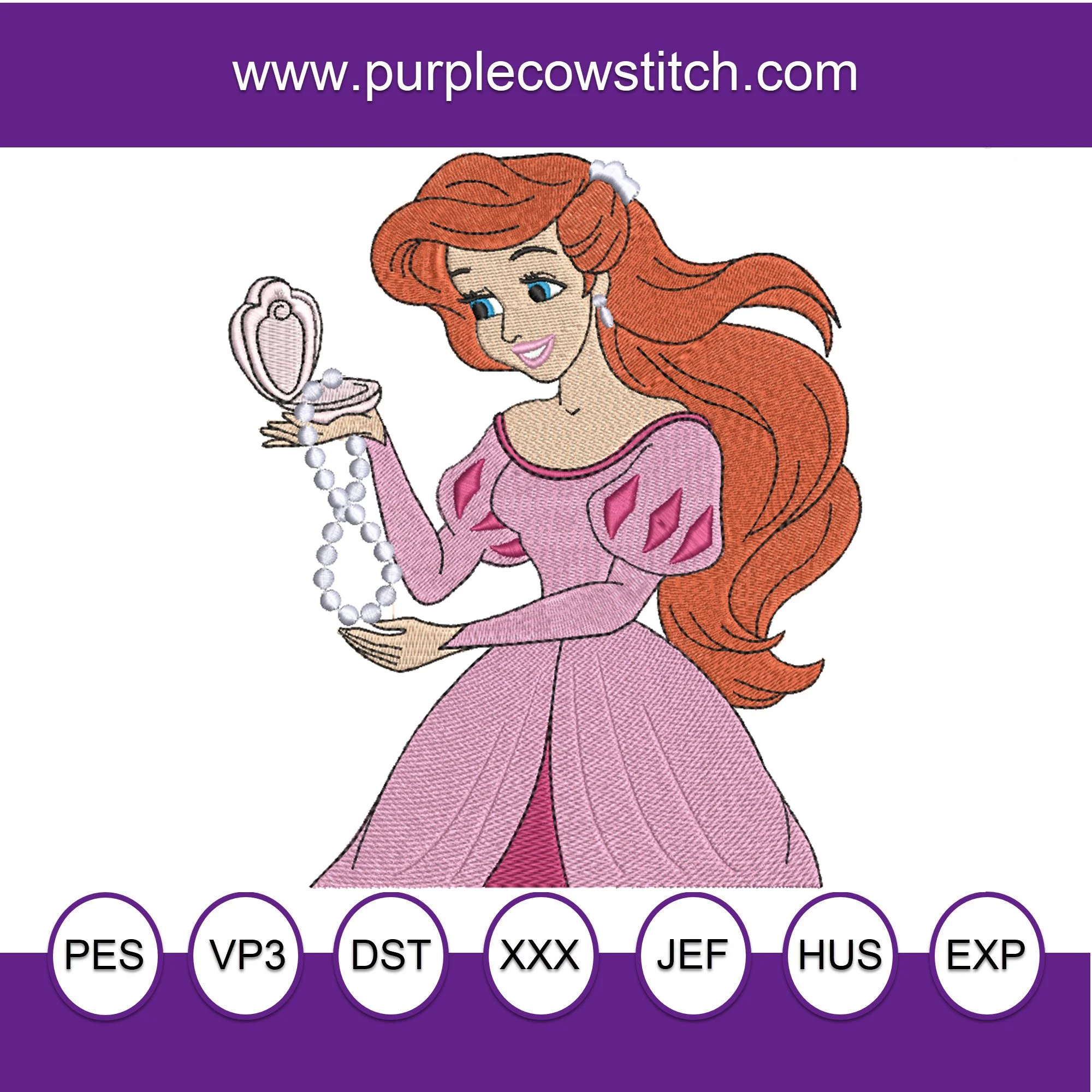 The Little Mermaid Ariel Autograph Machine Embroidery.