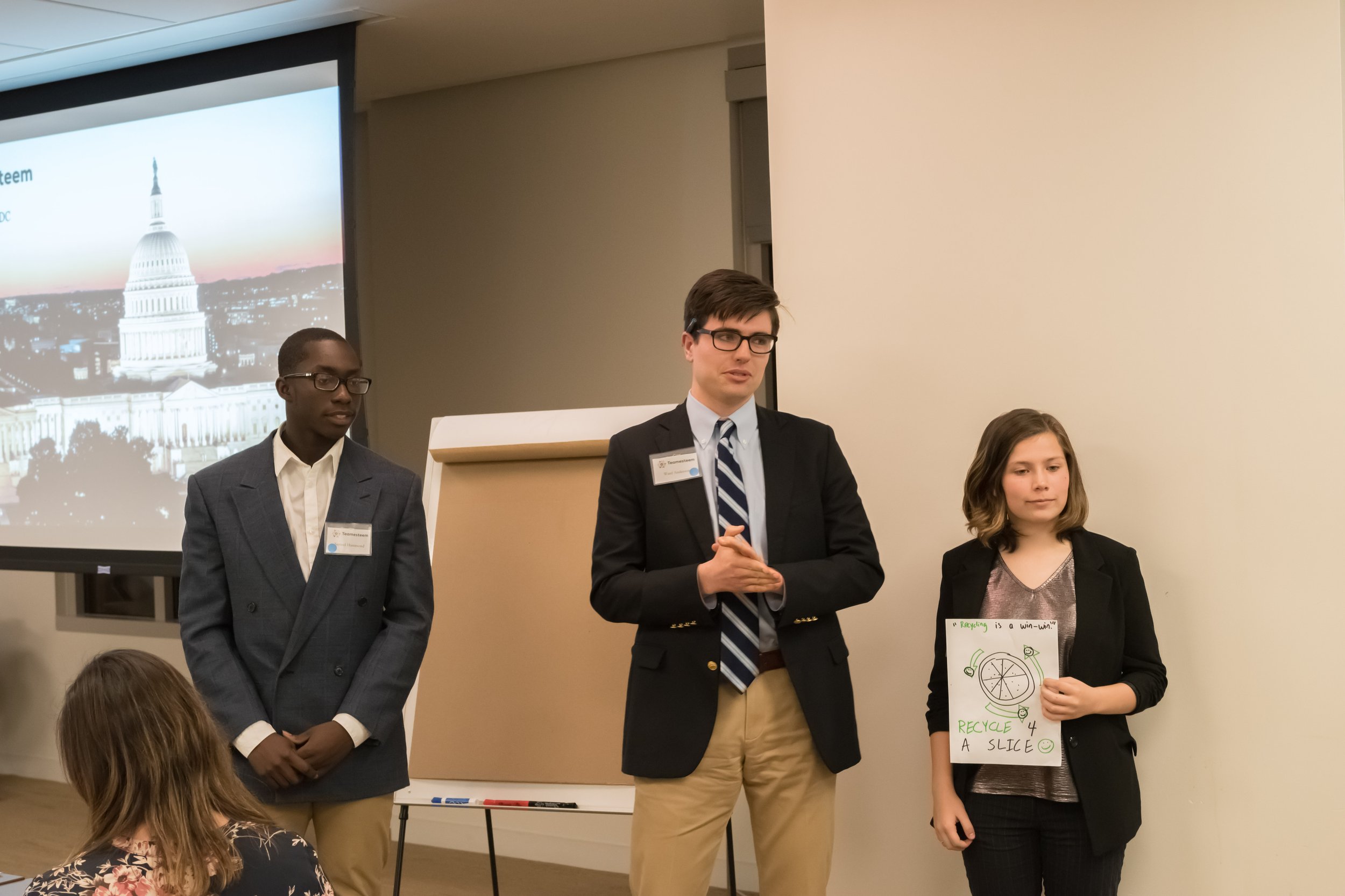 Students worked together to come up with business ideas and pitch them in front of a live audience.