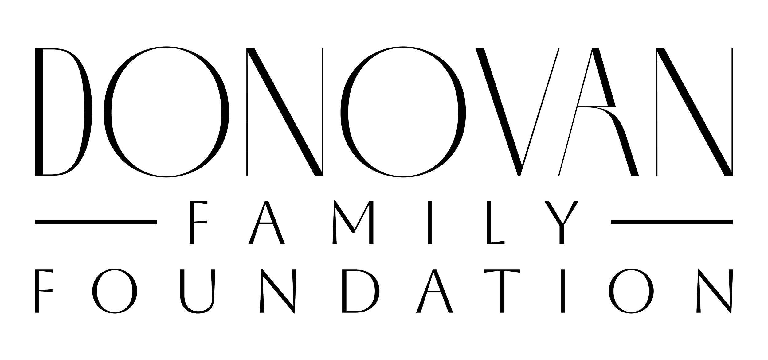 Logo of the Donor Family Foundation with outlined text on a black background.