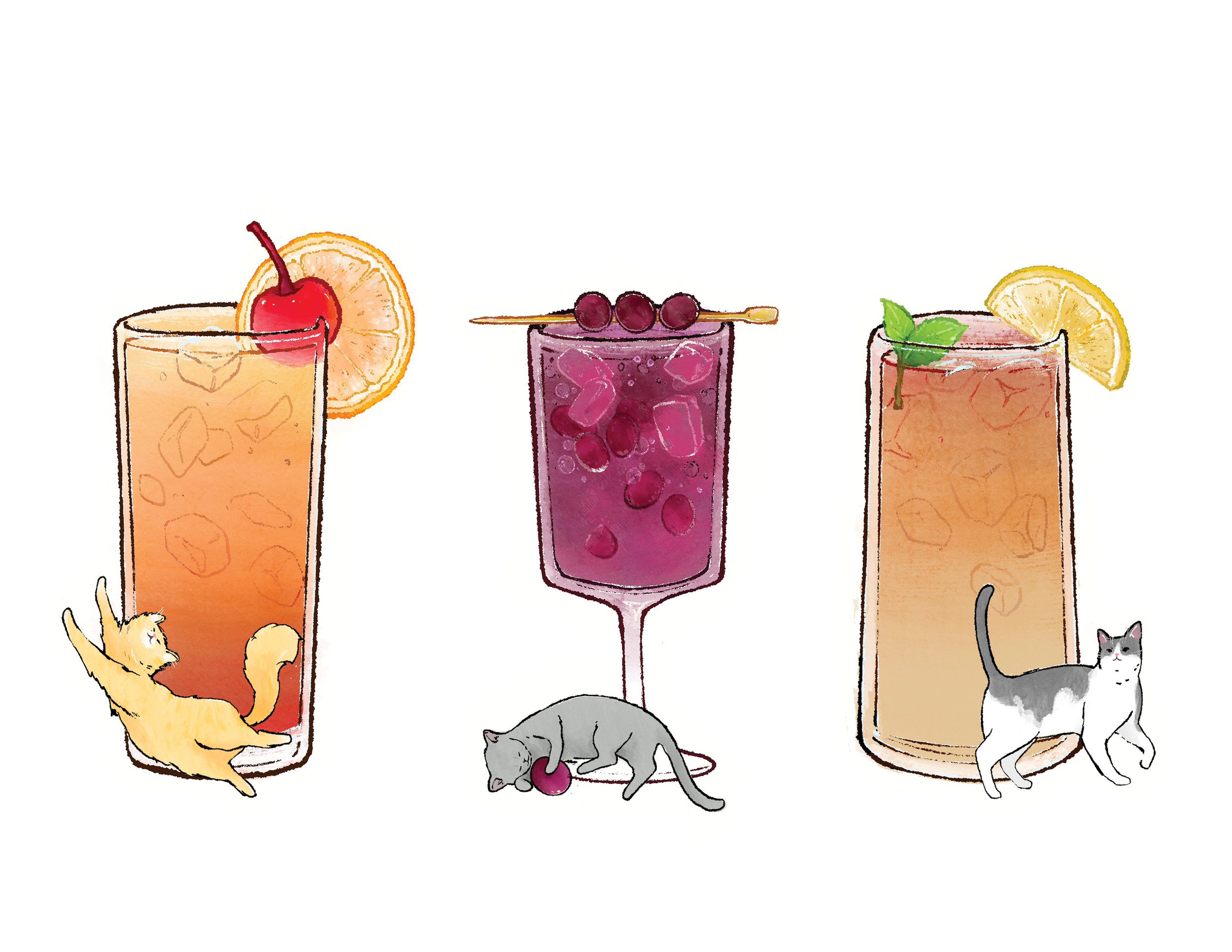 Xing Hong & Wen's Wedding Bar Menu Illustration