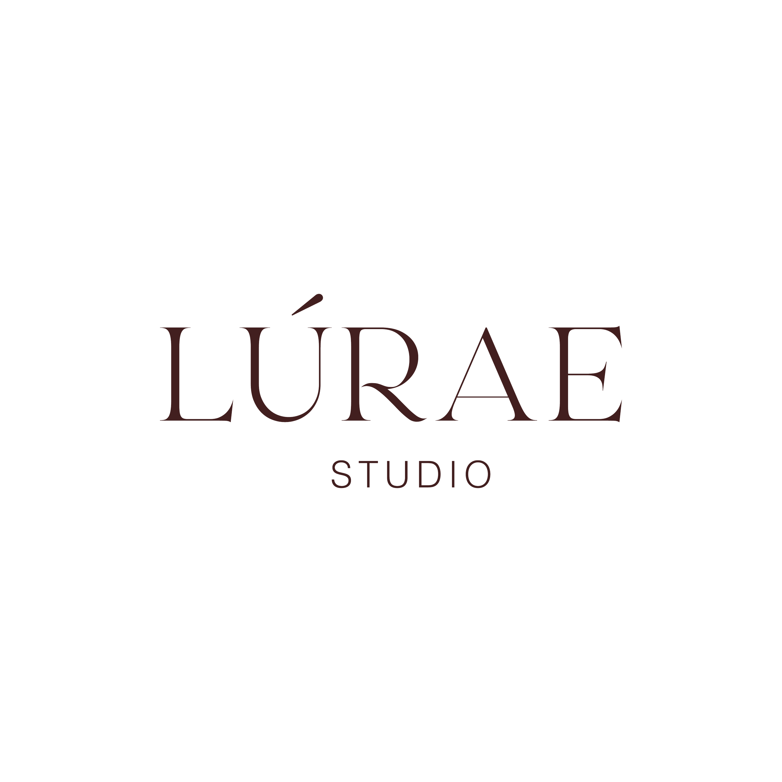 Studio logo with black background, stylized antlers, and the text 'LÚDÀE' and 'STUDIO' underneath in elegant font.