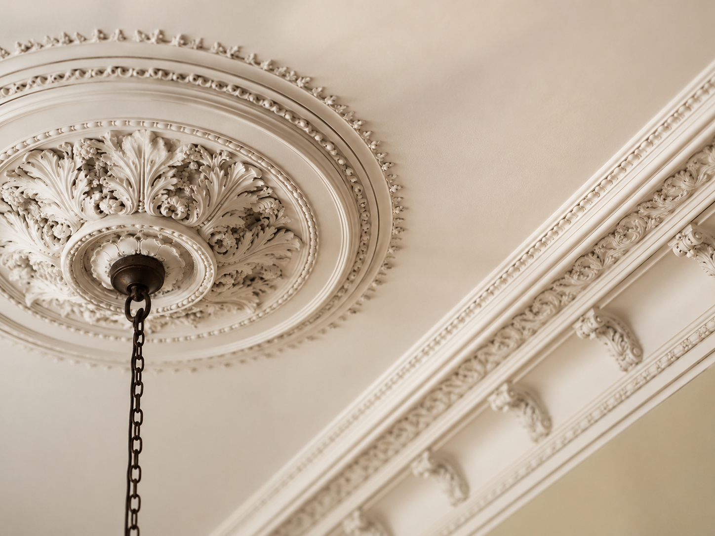 Original Victorian ceiling rose and cornice preserved in a Melbourne period home renovation
