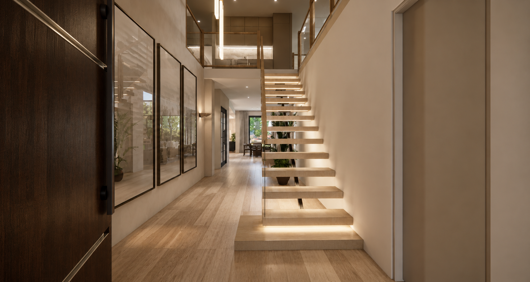 Luxury Hallway, stairway, contemporary hallway, full house renovation
