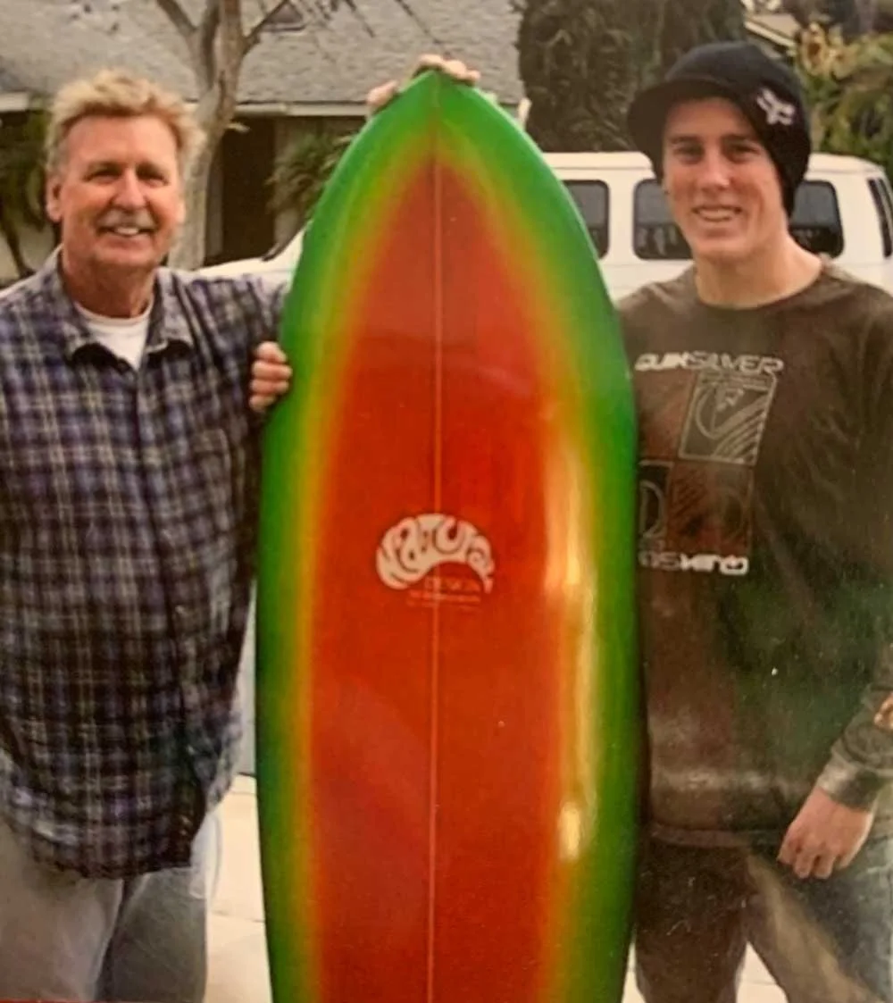 Wes's 1st grandson, Garrett,
to get a ND board shaped by Terry Martin