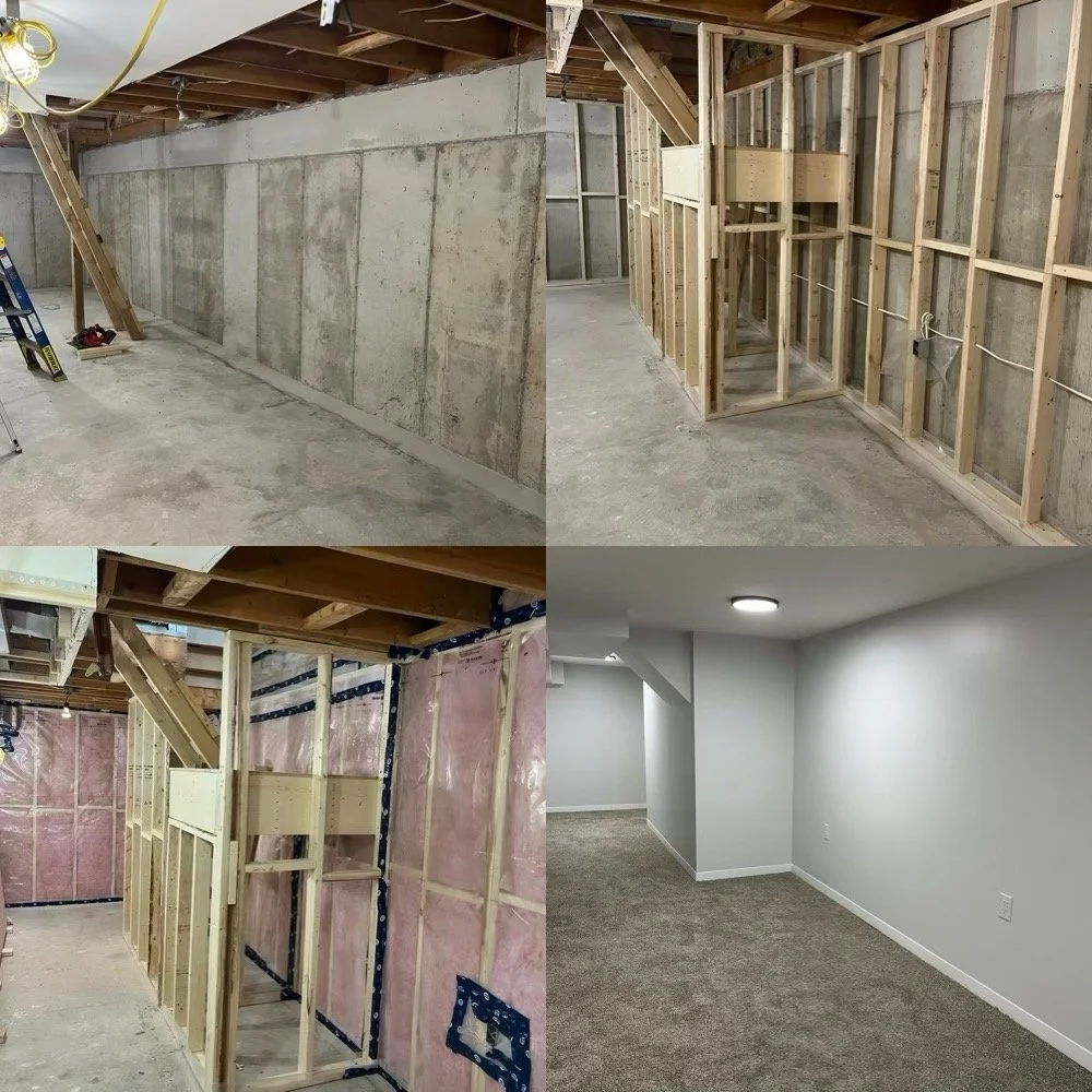 basement reno, framing, drywalling, insulating, painting, basement finishing 