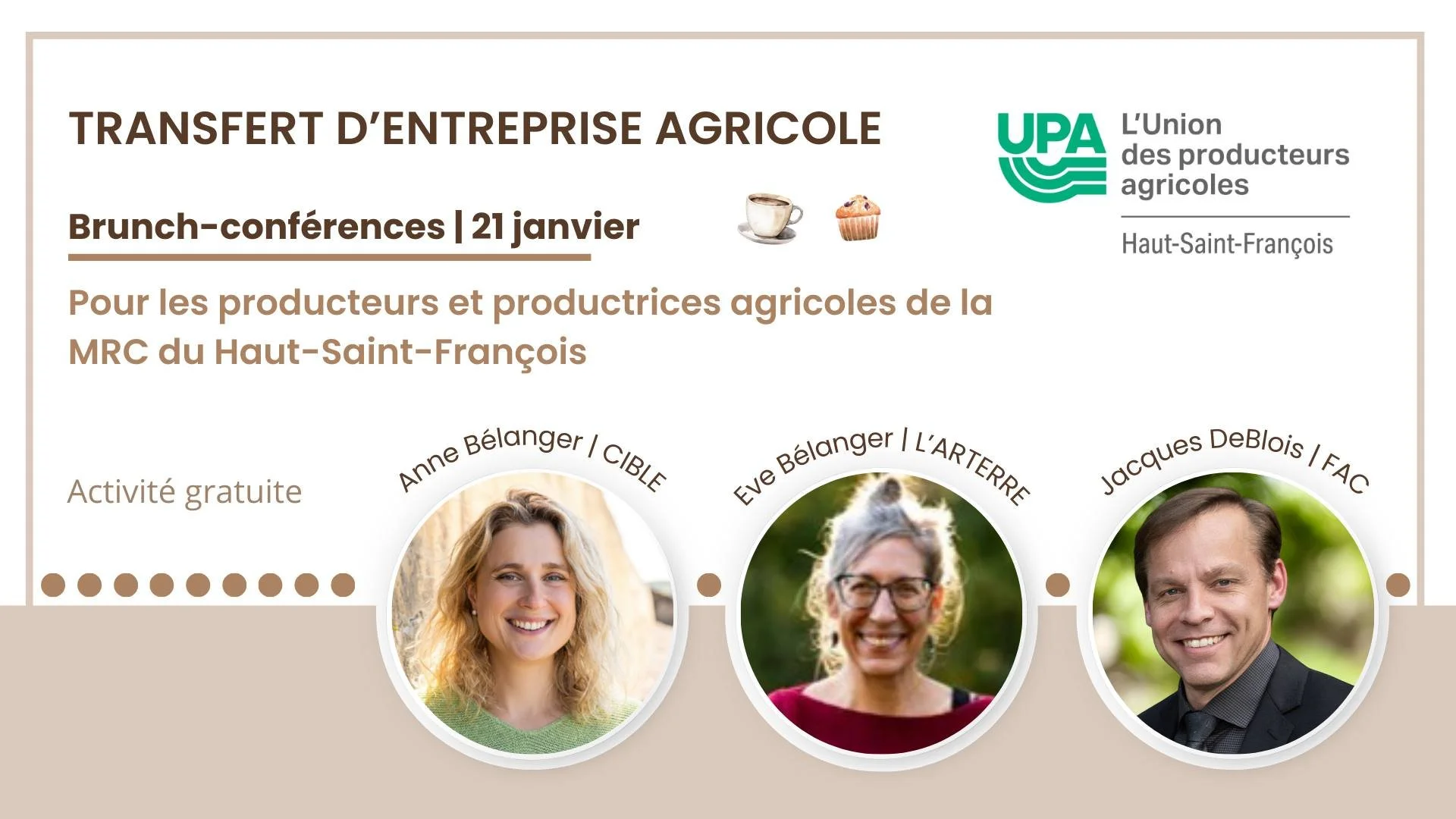Transfert d’entreprise agricole, brunch-conférence