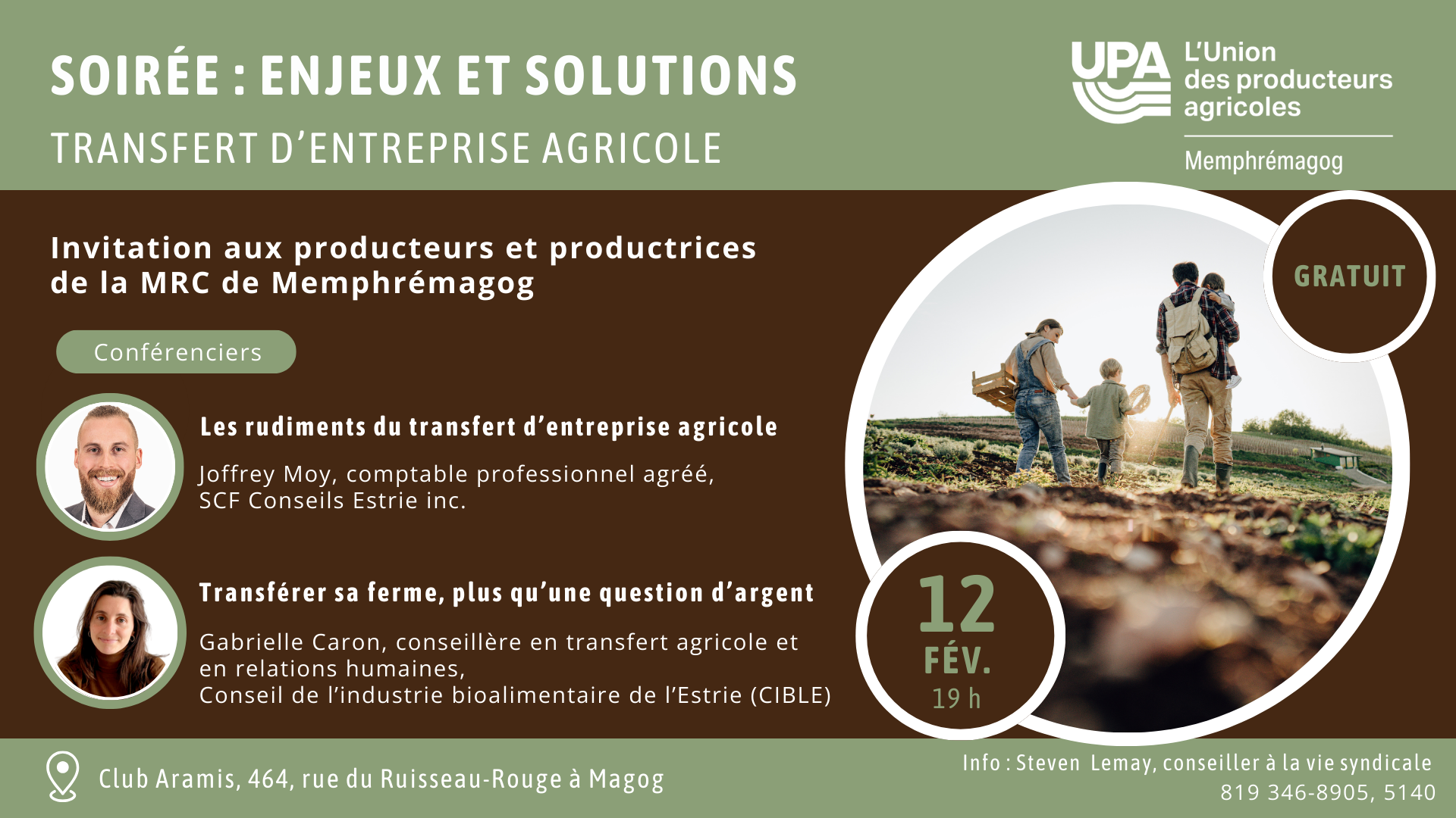 Soirée Enjeux et solutions - Transfert d’entreprise agricole