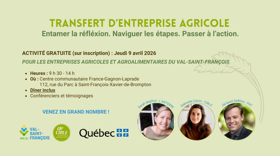 Lunch-conférence sur le Transfert d'entreprise agricole - MRC du Val-Saint-François