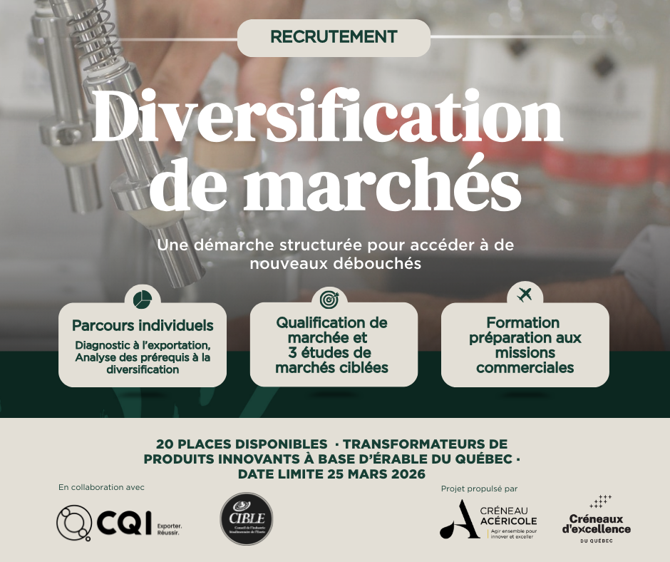 Entreprise acéricole: propulser vos ventes hors Québec !