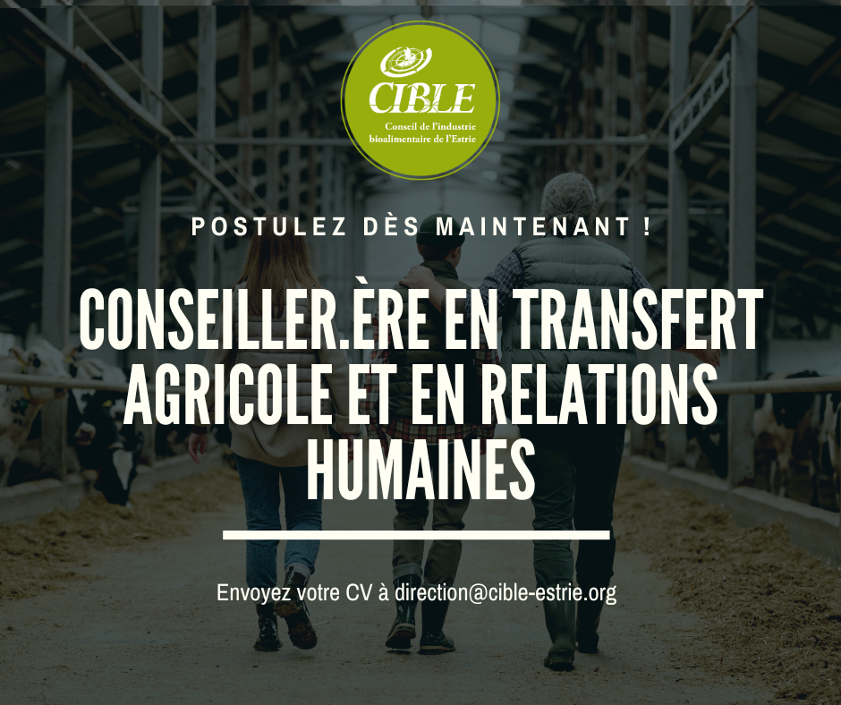 Offre d’emploi - Conseiller.ère en transfert agricole et en relations humaines