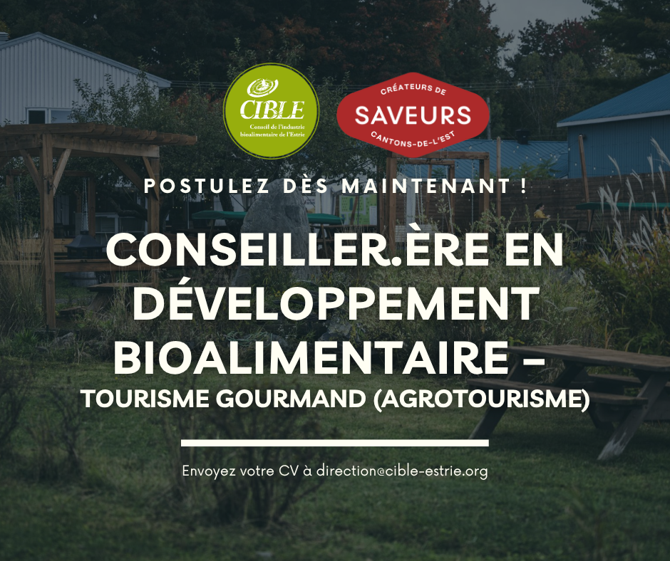 Conseiller.ère en développement bioalimentaire –Tourisme gourmand (agrotourisme)