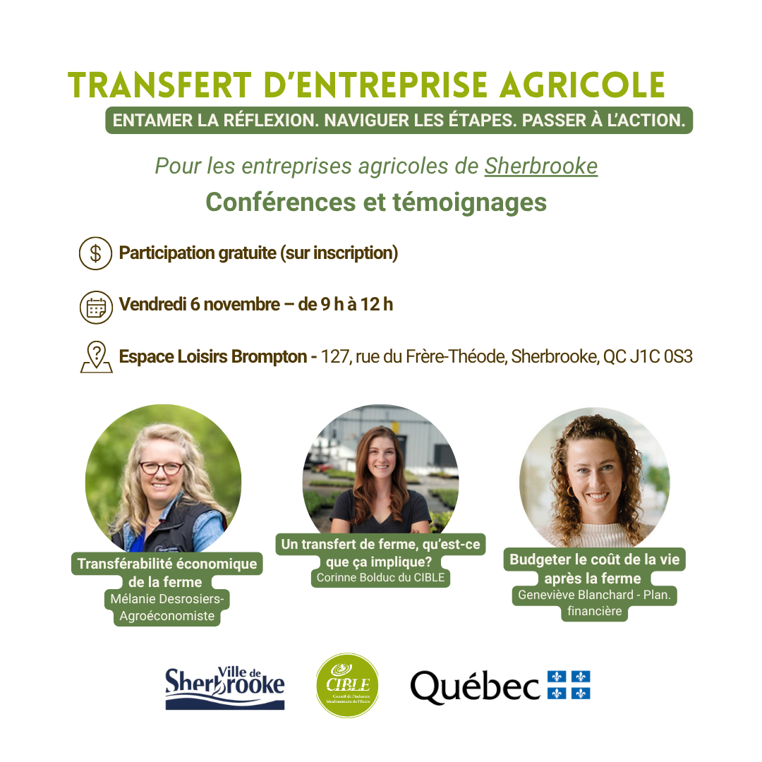 Conférence-réseautage sur le transfert d'entreprise agricole - Sherbrooke