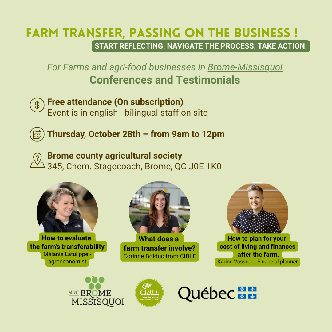 Conference and networking on farm business transfer - Brome-Missisquoi
