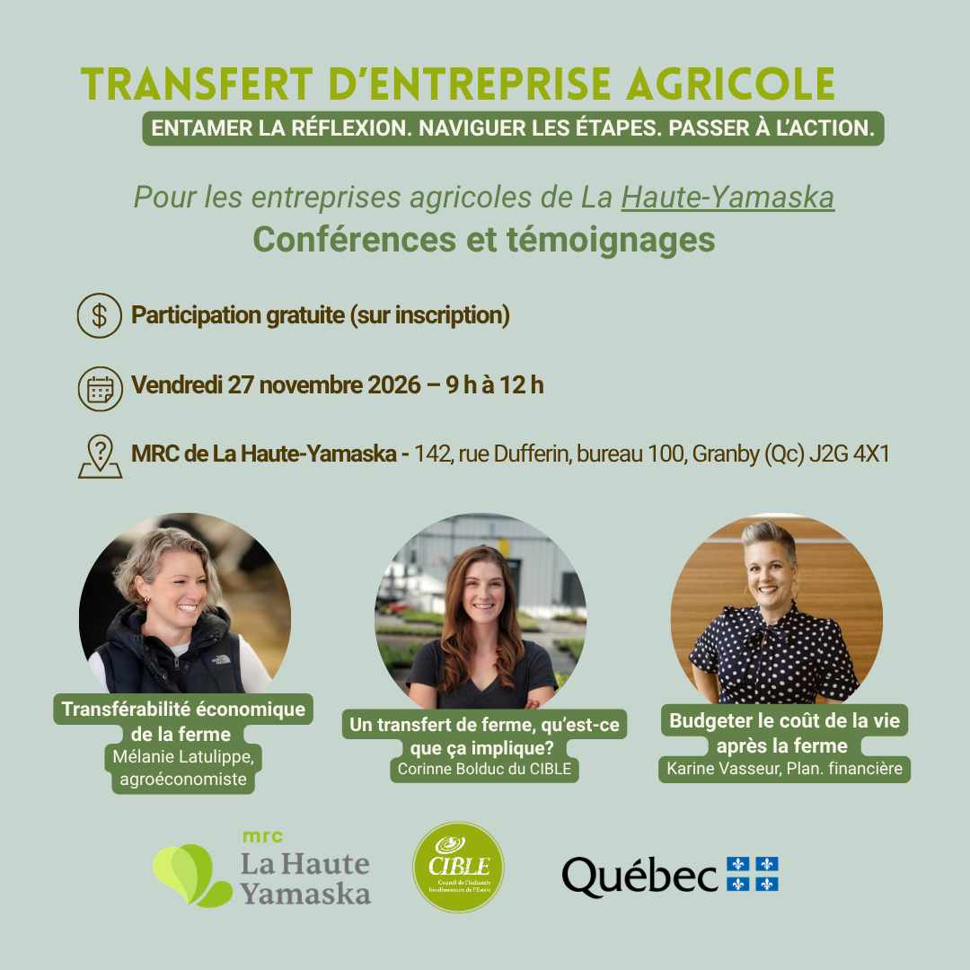 Conférence-réseautage sur le transfert d'entreprise agricole - MRC de La Haute-Yamaska