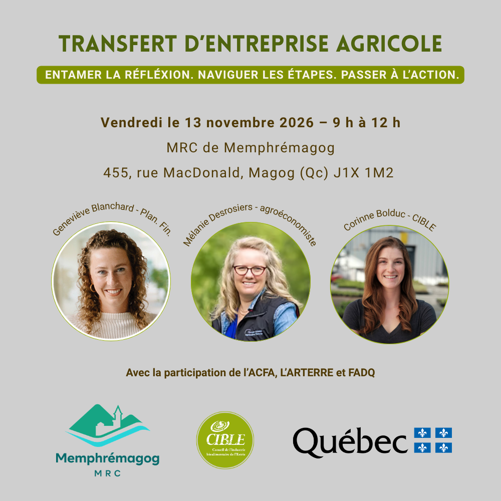 Conférence-réseautage sur le transfert d'entreprise agricole - Memphrémagog
