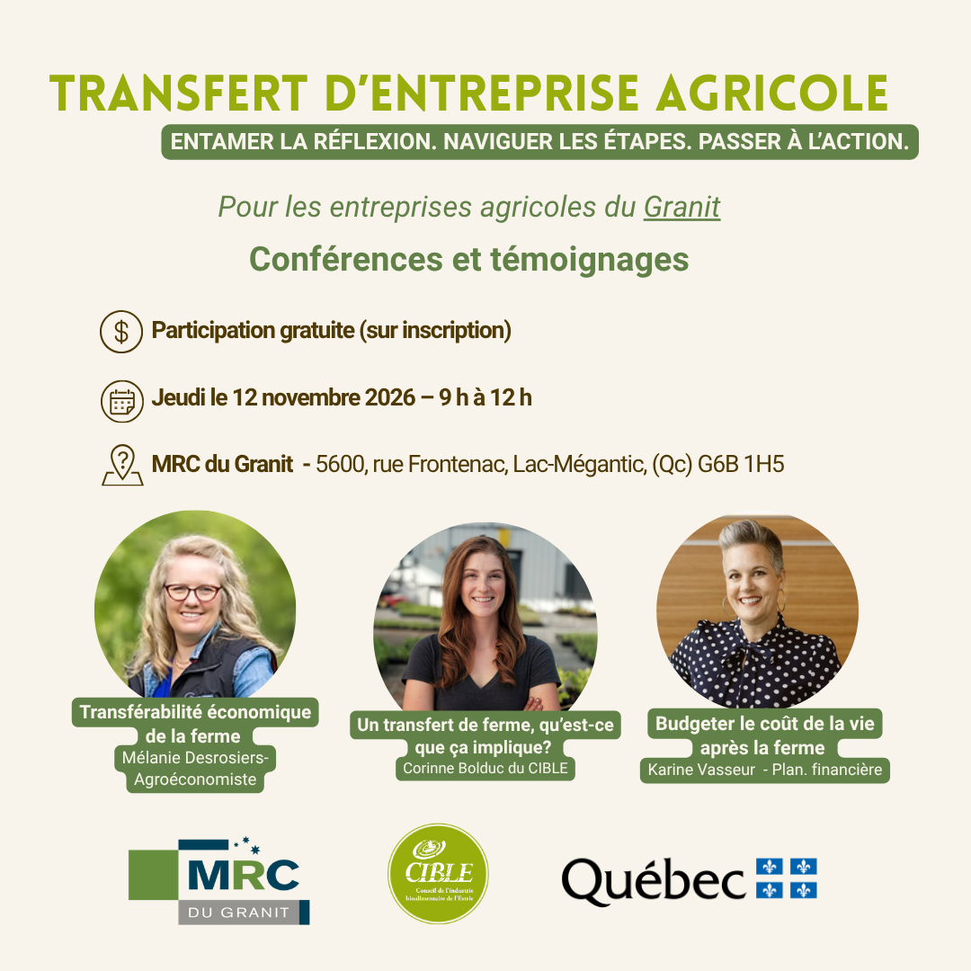 Conférence-réseautage sur le transfert d'entreprise agricole - MRC du Granit