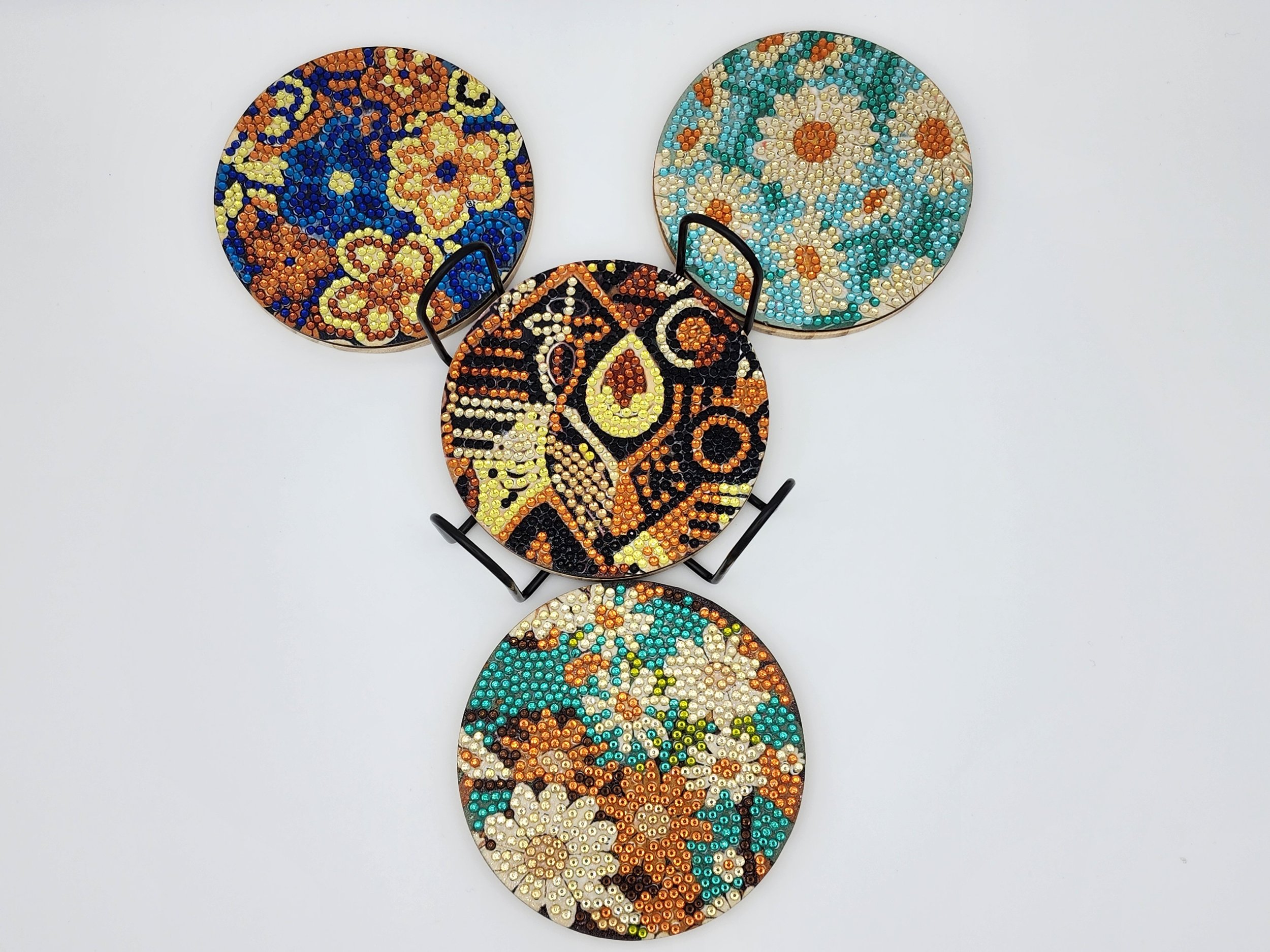 Floral & Geometric Diamond Dot Coasters