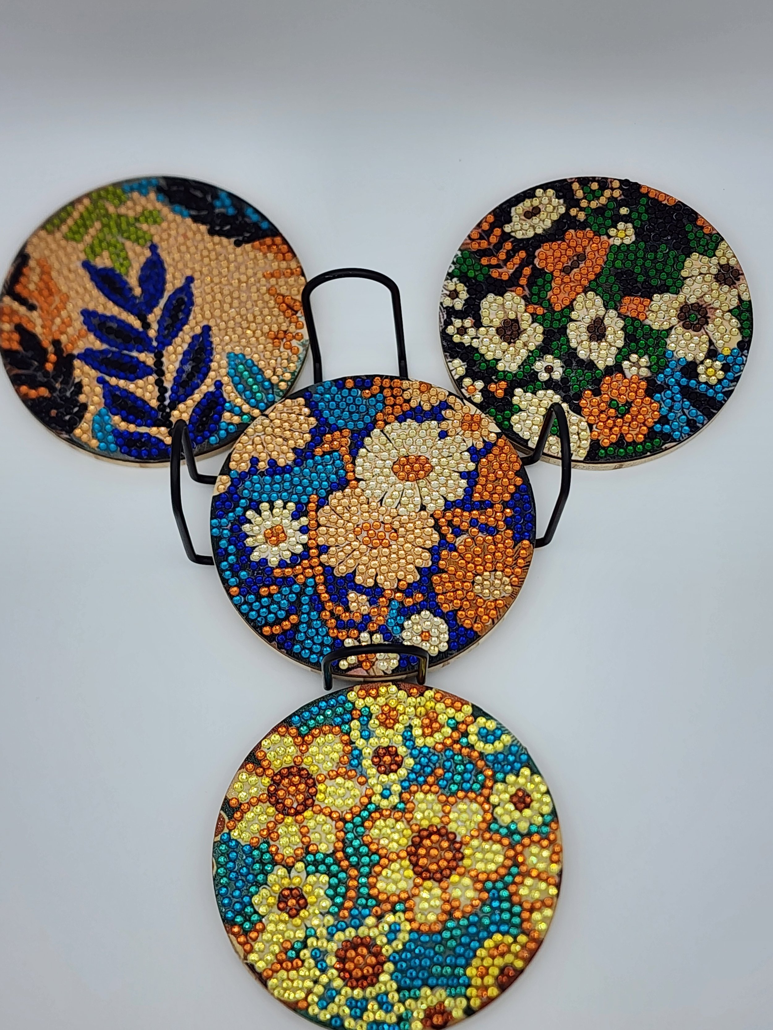 Floral Diamond Dot Coasters
