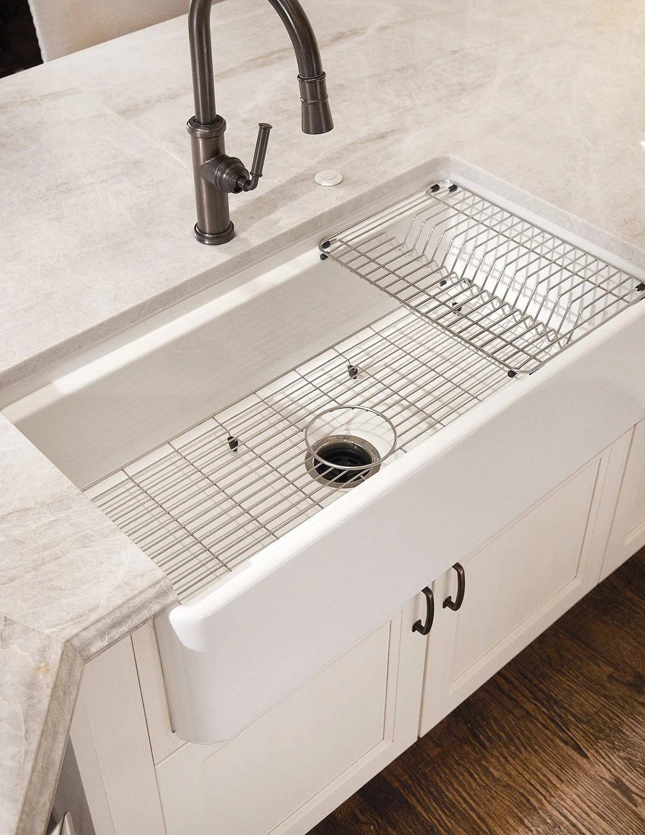Blanco Profina Fireclay Farmhouse Sink, Dish Rack and Sink Bottom Grid