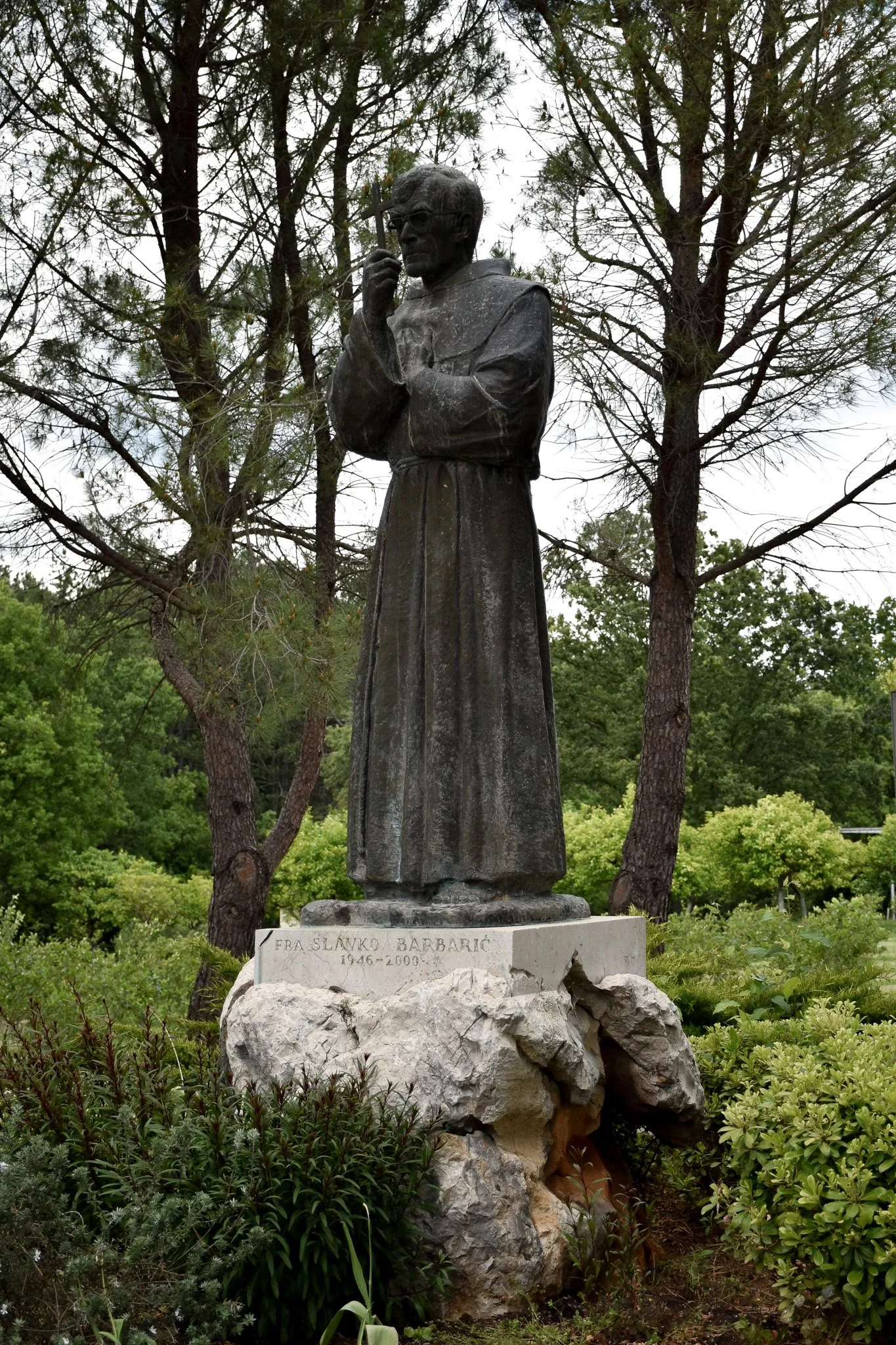 Statue of Fr. Slavo Barbaric, priest who first received the messages of Mary from the 6 visionaries and beloved spiritual father.