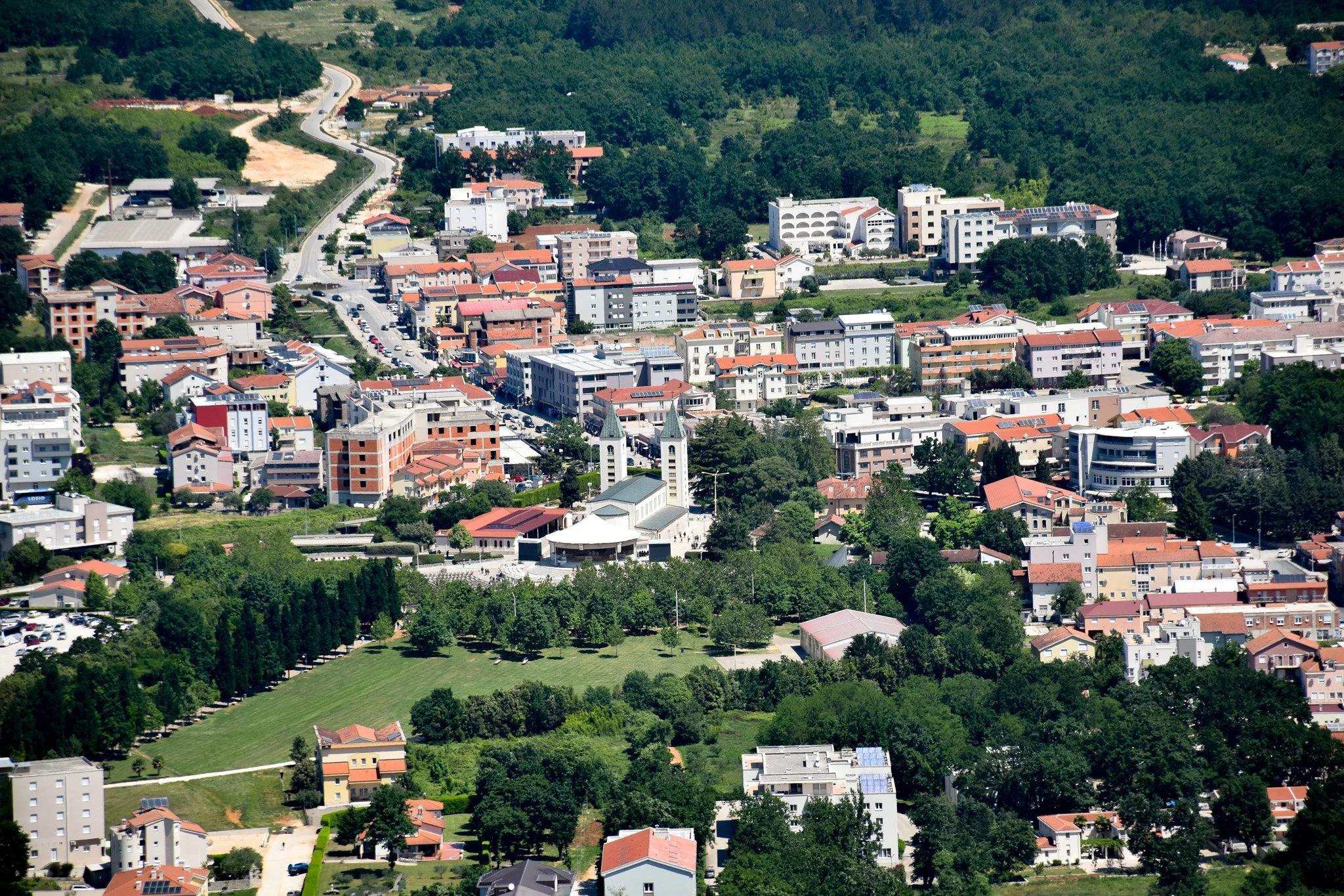 View of the town of Medugorie from the top of Cross Mountain