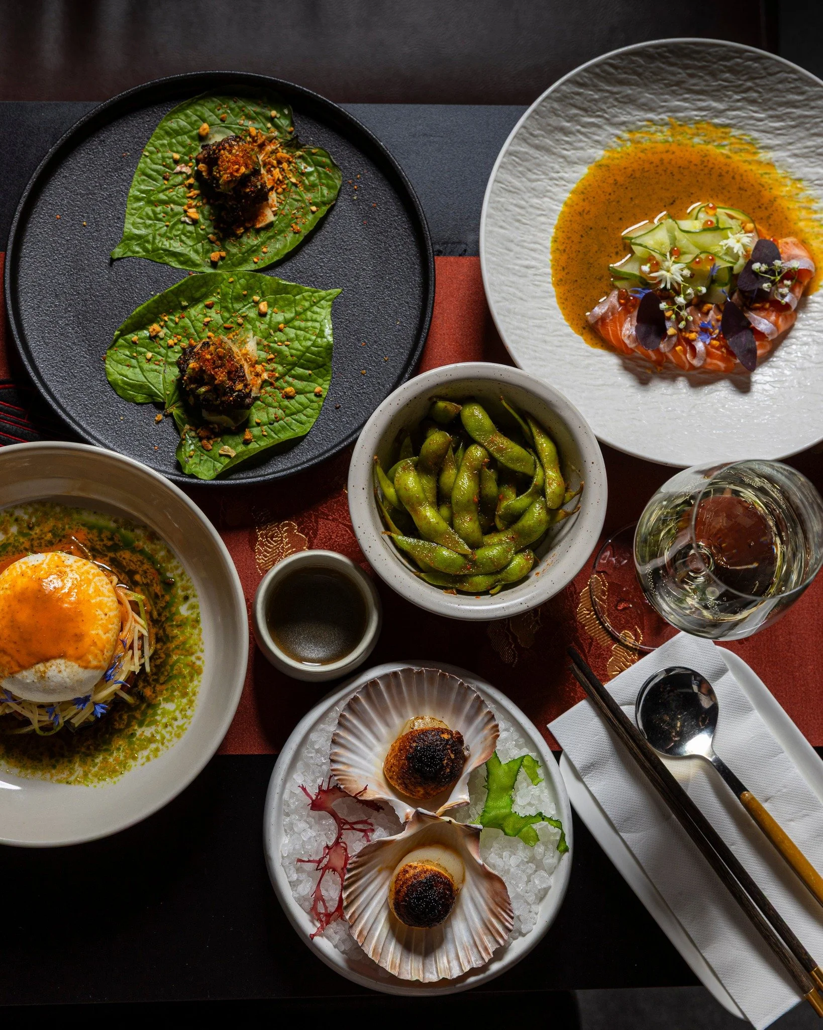 When the table is full, the spread should reflect it.

Burrata, TAS salmon, Hokkaido scallop, wagyu intercostal, oysters, toothfish, and striploin come together in Kaiza Grand Table, a premium banquet priced at $120 per person and designed exclusivel