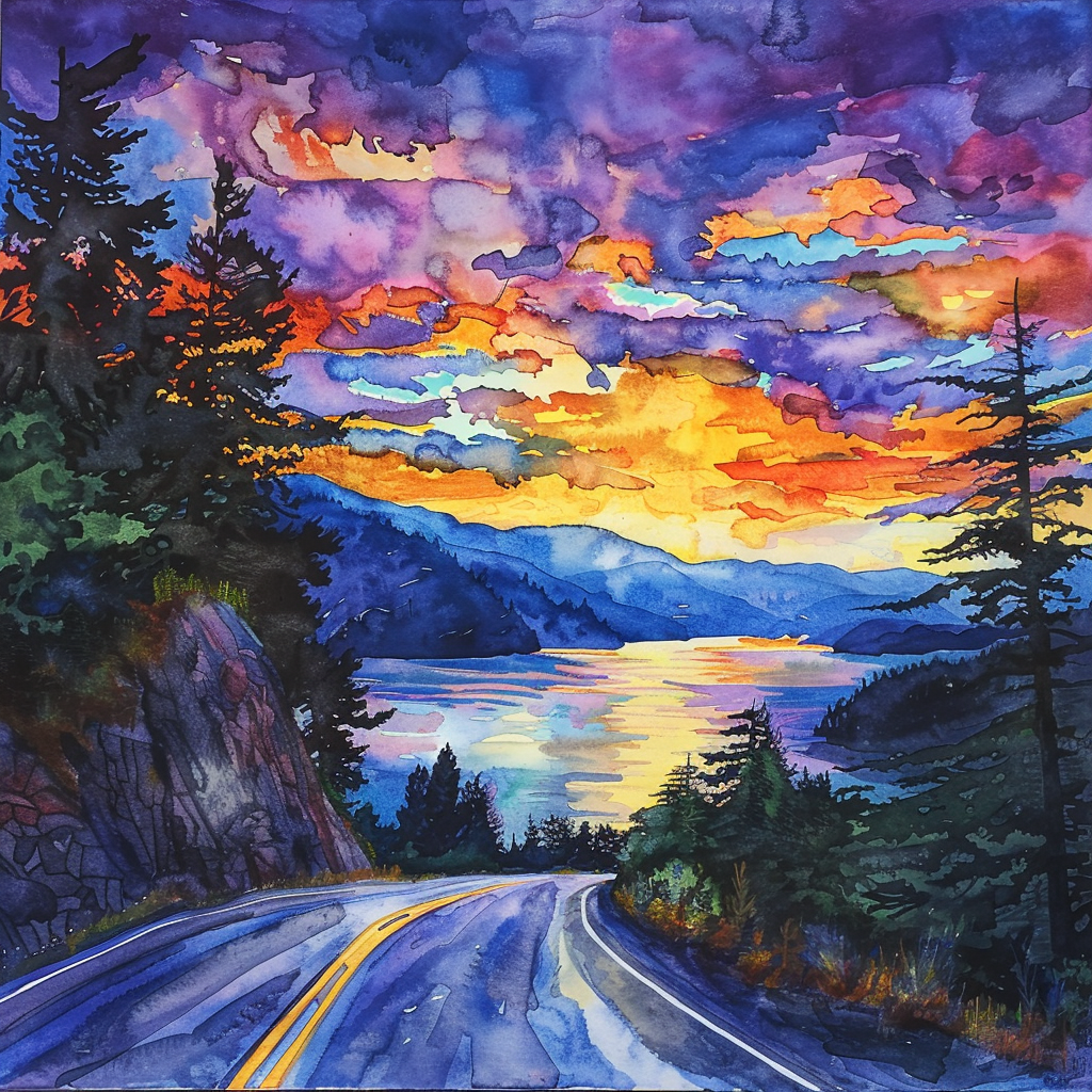 Sea to Sky Highway (Water Colour)