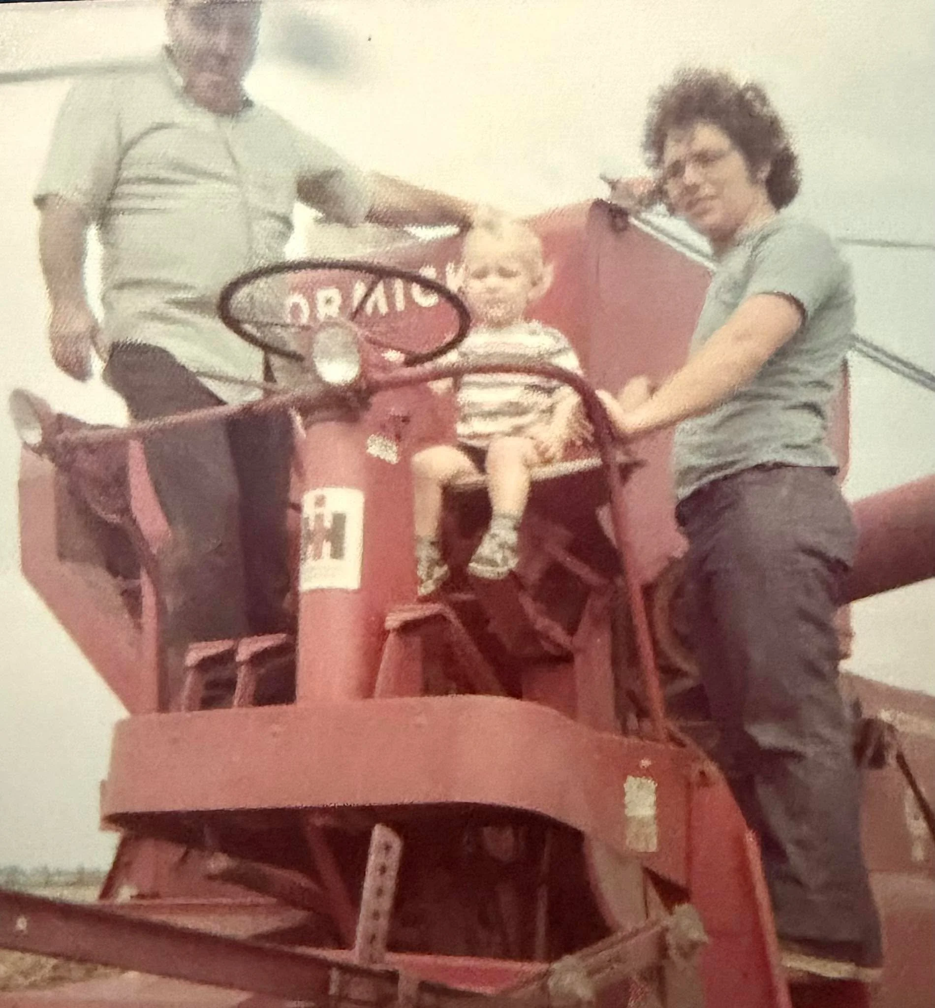 Happy Father&rsquo;s Day Dennis LaLonde. While visiting you this week, I saw this photo of us and Grandpa. I think it is the only photo I have seen of just the three of us&hellip; and how fitting it is on the farm combine. You are such a great grandp