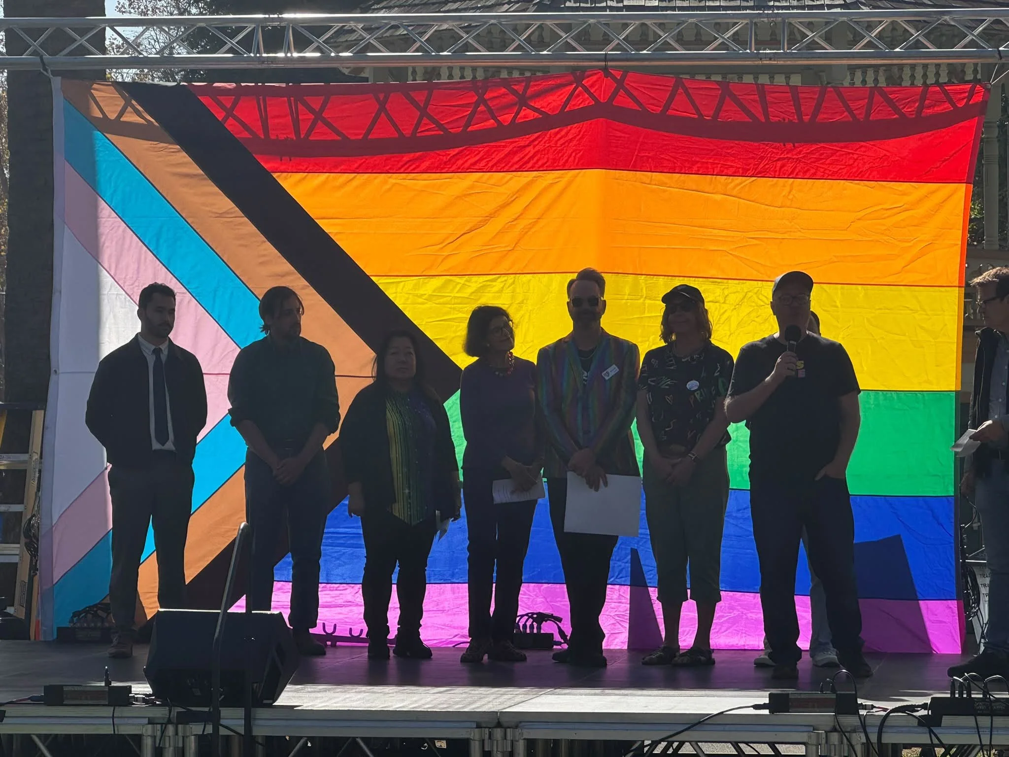 All local elected officials in Alameda were invited to the stage. And the only two gays ones were there and shoved to the end&hellip; no matter. We were honored to take the stage. And most of us kept politics out of it&hellip; but campaigns win.