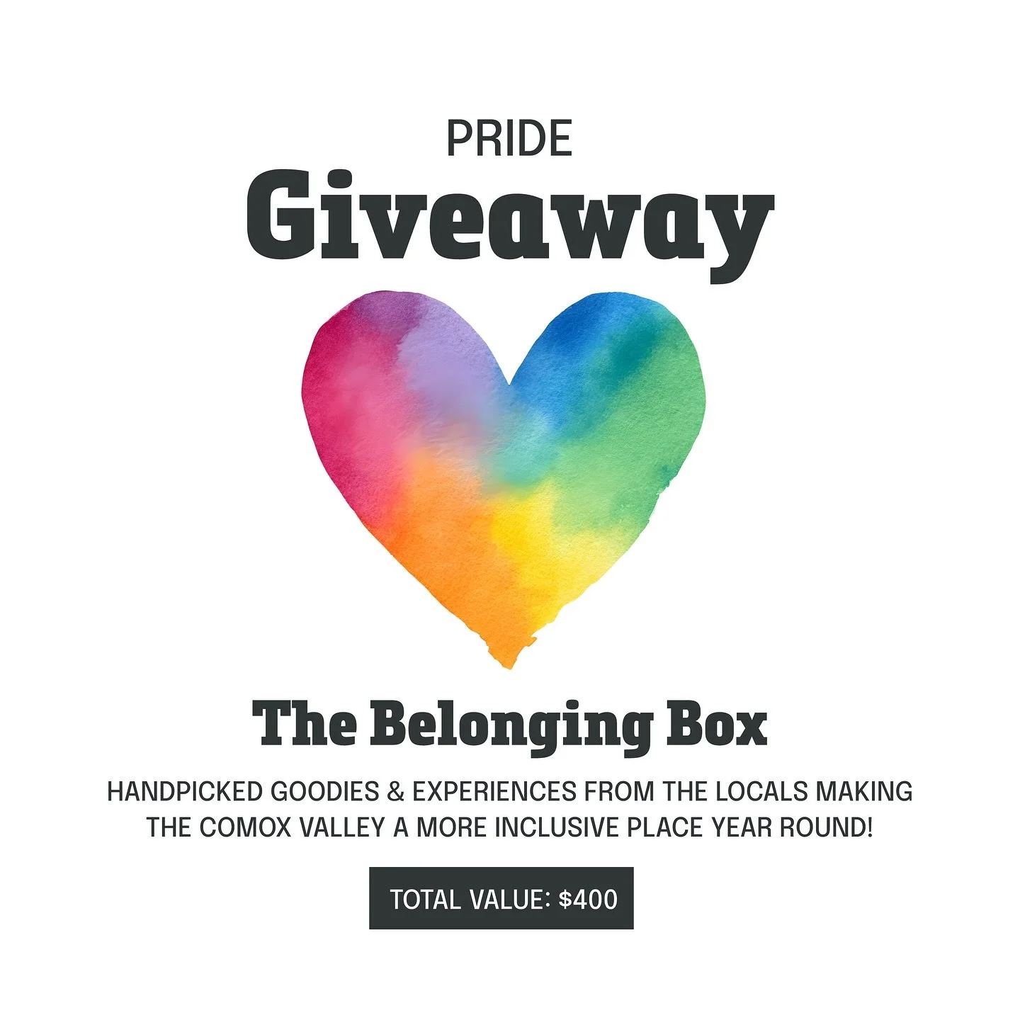 Pride is here, Comox Valley! 🌈 

To celebrate, I&rsquo;ve picked some goodies from some of my favorite local businesses and community members who keep queer joy alive all year long.

What&rsquo;s inside:
* Gift card to Blue Spruce Ice Cream
* Premiu