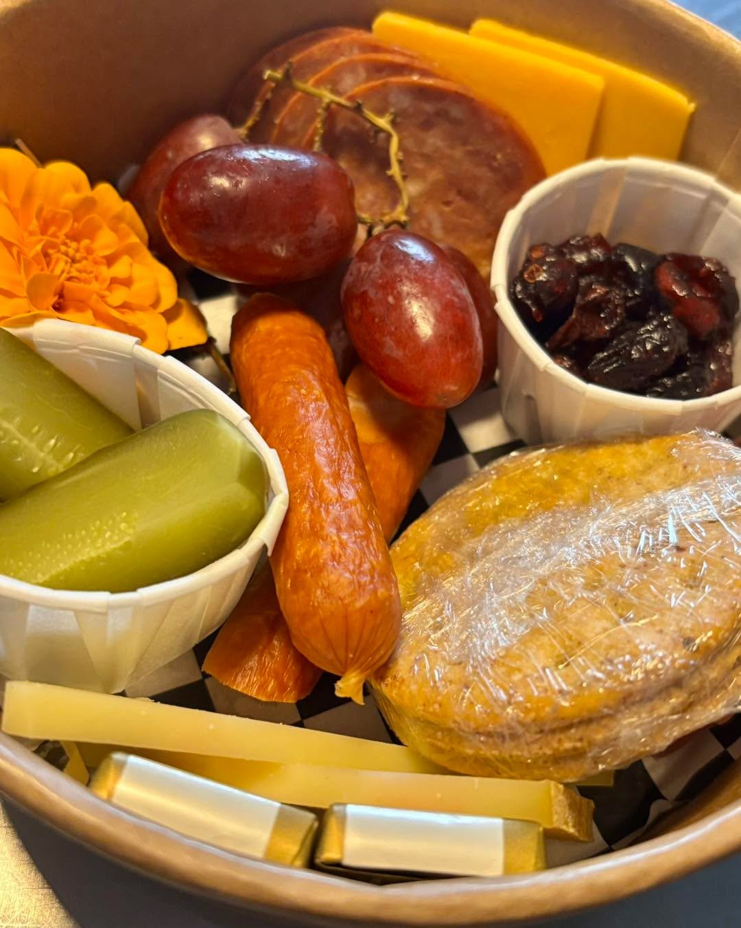 RUN don&rsquo;t walk, To the Cakery Bakery for our flash sale on mini charcuterie snack boxes by redwhiteandcheddar! 🧀 

We had a catering event that got cancelled and we do not want any of these delicious snacks to go to waste!

These are only 10.0