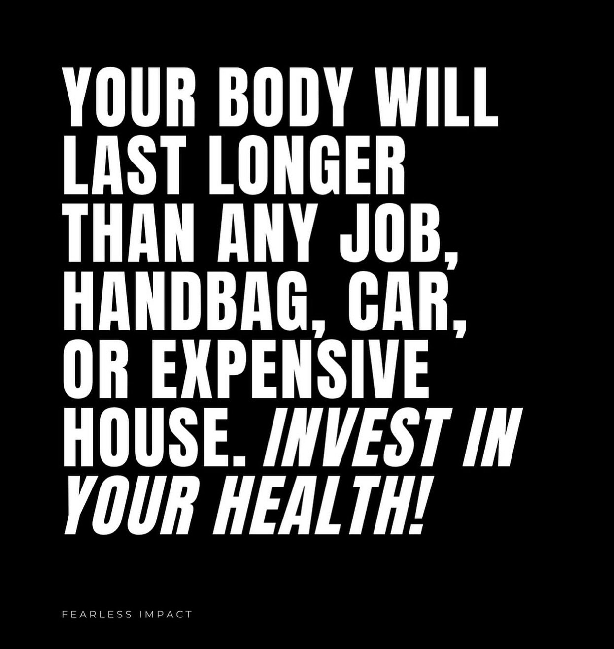 Prioritize your health first before it becomes a last resort.
.
It may seem out of your way, like it takes up time, or simply cost prohibitive.
.
The reality is… the time and money invested NOW, will net you benefits far beyond LATER in life.