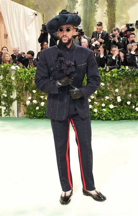 Bad Bunny wearing a sculptural Maison Margiela look at the 2024 Met Gala