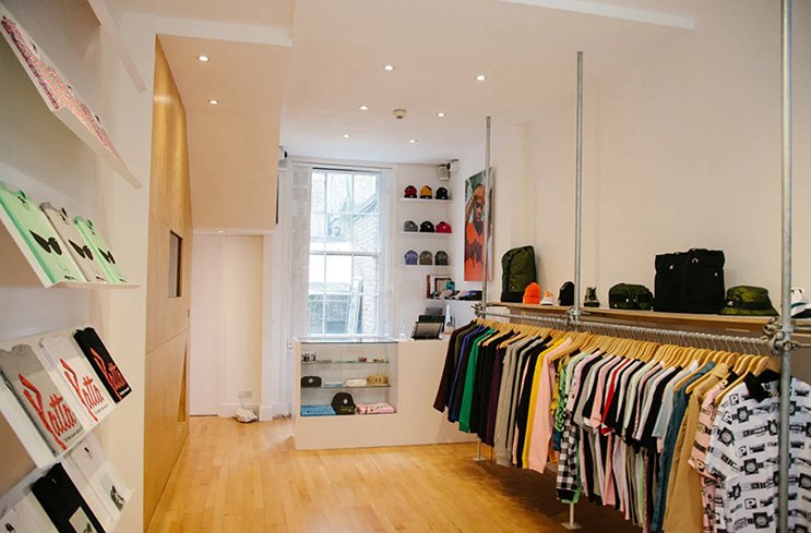 Patta Soho store interior, a contemporary streetwear boutique representing Dutch urban fashion culture in London.